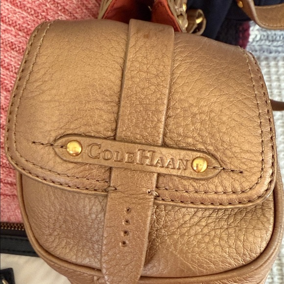 Cole Haan Tan Leather Shoulder Bag with Gold Accents - Picture 2 of 5